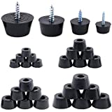 Hilitchi Round Black Rubber Feet Bumpers Pads with Matching Screws with Built in Stainless Steel Washer for Cutting Board Amps Cabinet Desk Tables Couches (Assortment Kit)