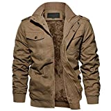 EKLENTSON Army Jacket Men Winter Jacket for Men Military Jacket Men Multi Pockets Winter Jacket Men Thermal Khaki