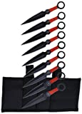 Perfect Point PP-060-9 Throwing Knife Set with Nine Knives, Black Blades, Red Cord-Wrapped Handles, 6-1/4-Inch Overall