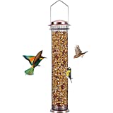 MIXXIDEA Metal Bird Feeder, Hanging Wild Bird Feeders, Rust Proof Peanut Bird Feeder for Garden, Mesh Hanging Bird Feeder, Great for Attracting Birds(Antique Copper-1pk)