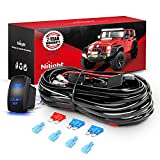 Nilight 10011W 16AWG Wiring Harness Kit-2 Leads LED Light Bar 12V On/Off 5 Pin Rocker Switch Power Relay Blade Fuse for Jeep Boat Trucks, 2 Years Warranty