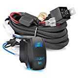 Nirider Wiring Harness 1 Lead, 12V 40A Rock Switch Relay Fuse Nylon Wiring Harness Kit for LED Light Bars Fog Lights Work Lights Driving Lights Offroad LED Pods Wire Kit for Truck UTV ATV Boat