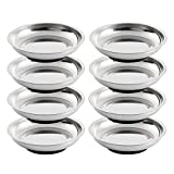 Rechabite 8 Pieces 3” Round Magnetic Bowl Trays Set Stainless Steel Magnet Tool Tray Parts Holder for Screws, Sockets, Bolts, Pins, Mechanic's and Automotive