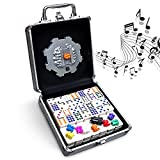 Yinlo Mexican Train Dominoes Set with Sound Effects, Mexican Train Dominoes Game for Travel, 91 Tiles Double12 Colored Dominoes Game Set with Aluminum Case