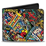 Buckle-Down mens Marvel Comics Hinged - Retro Marvel Comic Books Stacked Bi Fold Wallet, Multicolor, One Size US