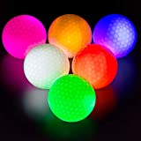 THIODOON Glow in The Dark Golf Balls Light up Led Golf Balls Night Golf Gift Sets for Men Kids Women 6 Pack (6 Colors in one)