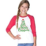 We Wish You A Merry Christmas Holiday 3/4 Unisex Baseball Tee | Cute & Stylish Unisex Shirt | Toddler and Youth Sizes (L)