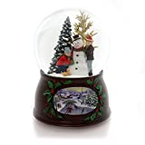 Roman 5" 100mm Kids/Snowman Dome W/Wood Look Base Plays "WE WISH YOU A MERRY CHRISTMAS"