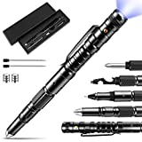 Tactical Pen, Gift for Father,Gadgets for Men, Multitool with LED Flashlight for Women, Cool & Unique Birthday Christmas Gifts Ideas for Him Husband Dad Grandpa with Black Gift Box