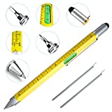 Cool Pen Gifts for Men, Cutier 6-in-1 Multi Tool Tech Pen Gadgets Tools for Men, Personalized Gifts for Dad or Him, Funny Gift for Christmas, Father's Day Valentines or Birthdays Gifts (Yellow)