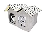 WOWOWMEOW Guinea Pig Double Roof House Small Animal Warm Hideout Cave Bed (Light Grey)