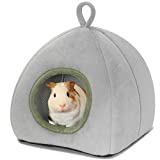 MRTIOO Guinea Pig Cave Bed, Hamster Hedgehog Nest Hideout, Small Animals Cage Supplies Warm House, Machine Washable - Pyramid Gray