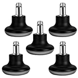 uvce Bell Glides Replacement Office Chair Swivel Caster Wheels to Fixed Stationary Castors, Short Profile Black 5pcs