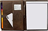 Handmade Top Grain Leather Business Portfolio by Rustic Town | Professional Organizer Men & Women | Durable Leather Padfolio with Sleeves for Documents and Notepad (Medium, Brown)