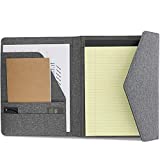 Grey Padfolio, Legal Pad Portfolio, Business Organizer Folio Notebook (Fabric, 12.5 x 10 inches)