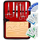 Complete Suture Practice Kit for Medical Students Training - Including Large Silicone Suture Pad with Different Pre-Cut Wounds Sterilized Suture Tools Threads and Needles (Education Use Only)