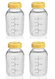 Medela Breast Milk Collection Storage Feeding Bottle w/ Lid 5 Oz/ 150 Ml X4
