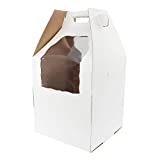 Spec101 Disposable Cake Carrier with Window 10pk - 14 x 14 x 16in Tall Cake Boxes with Window, Box Tiered Cake Box Set