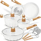 Cookware Set Nonstick 100% PFOA Free Induction Pots and Pans Set with Cooking Utensil 13 Piece  White