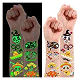 Partywind 100 Styles Luminous Day of the Dead Tattoos for Kids, Glow Halloween Day of the Dead Decorations Party Supplies Favors, Halloween Day of the Dead Gifts Costume Makeup