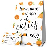 How Many Orange Cuties Do You See - Baby Shower Guessing Party Game (Sign with Cards)