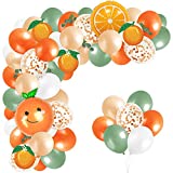 Little Cutie Baby Shower Balloons Arch Garland Kit Orange Foil Balloons Peach Green Latex Balloons Champaign Gold Confetti Balloons & Clementine Cutouts & Tools for Summer Birthday Decorations Wedding Party Supplies