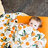 Baby Muslin Swaddle Blankets Soft Neutral Cotton Blend Bamboo Fiber Receiving Blanket Bathing Towel Boy Girl Unisex Toddler Infant Newborn 47 X 47 Inches (Orange)