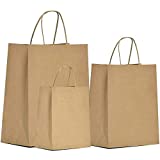 Kraft Paper Bags Bulk 6x3.25x8 & 8x4.25x10.5 & 10x5x13 Paper Gift Bags, Kraft Bags, Brown Paper Bags, Craft Bags, Kraft Shopping Bags with Handles, 25 Pcs Each, Large & Medium & Small