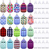Duufin 40 Pieces Empty Travel Bottle Holders Keychain Set Include 20 Pieces Hand Sanitizer Holder Keychains and 20 Pieces Reusable Flip Cap Travel Bottles for Hand Sanitizer