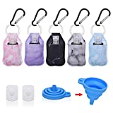 Hand Sanitizer Holder Keychian,5 Pack Empty Travel Size Bottle and Hand Sanitizer Keychain Set Include 5pcs Flip Cap Reusable Bottles,5pcs Refillable Bottles Keychain Holders for Backpack and Kids(Marble Color)