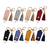 MEABEN 8 PCS 30ML Hand Sanitizer Leather Keychain Holder Bottles Cases Carrier Squeeze Containers Flip Cap Travel Empty Hand Sanitizer Bottle Holders for Lotion Liquid Soap Shampoo Liquids, Multicolor