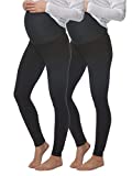 Felina Velvety Soft Maternity Leggings for Women - Yoga Pants for Women, Maternity Clothes - (2-Pack) (X-Large, Black)