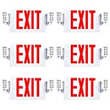Sunco Lighting LED Exit Signs with Emergency Lights, Adjustable Two Head LED with Backup Battery, 120-277V, Hard Wired Emergency Combo Light, Commercial Grade, Fire Resistant (UL 94V-0) 6 Pack