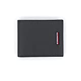 Tommy Hilfiger Men's Leather Wallet â€“ Slim Bifold with 6 Credit Card Pockets and Removable ID Window, Black Minimal, One Size