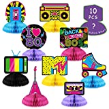 80s Party Decorations 10pcs Back To The 80s Party Honeycomb Centerpieces 80s Retro Table Toppers For 1980s Birthday Party Favors Supplies Neon Party Decorations