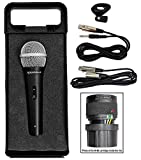 Rockville High-End Metal DJ Handheld Wired Microphone Mic w (2) Cables (RMC-XLR), Black