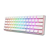 GK GAMAKAY MK61 Wired Mechanical Keyboard, Keys Compact Keyboard Gateron Optical Switch PBT Pudding Keycaps, Waterproof RGB Backlit Programmable Hot Swappable Gaming Keyboard (Blue Switch, White)