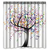 FMSHPON Multi-color Music Note Tree Creative Waterproof Polyester Fabric Shower Curtain 66x72 inches
