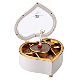 Agatige Musical Jewelry Box with Ballerina, Heart-Shaped Ballerina Music Box for Girls Birthday Gift