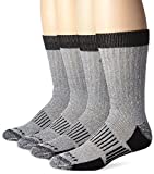 Carhartt Men's A118-4 Cold Weather Wool Blend Crew Socks (Pack of 4), Black, Shoe Size: 6-12