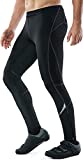TSLA Men's Thermal Running Tights, Athletic Cycling Pants, Fleece Lined Cold Weather Outdoor Bike Bottoms, Running Tights Black & Grey, Large