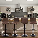 Sophia & William Bar Stools Adjustable Swivel Barstools with Back Set of 4 Counter Stool Counter Height Bar Chairs Modern PU Leather Dining Chairs for Kitchen Pub, 350lbs, Brown