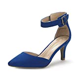 DREAM PAIRS Women's Lowpointed Royal Blue Low Heel Dress Pump Shoes - 7 M US