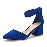 DREAM PAIRS Women's Annee Royal Blue Low Heel Pump Shoes - 9 M US