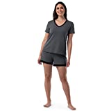 Fruit of the Loom Women's Plus Size Sleeve Tee and Short 2 Piece Sleep Set, Soft Grey, 3X