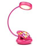 Cute Rechargeable 7 LED Eye-Care Book Light, Clip on Reading Lights for Reading in Bed at Night, 3 Levels, 1.8oz Super Light Weight, Up to 40 Hours Reading.Perfect Gift for Kids, Christmas（Rose Red)