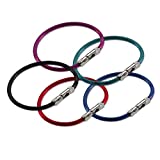 Lucky Line 5" Flex-O-Loc Cable Key Ring, Galvanized Steel, Corrosion-Resistant, Assorted Colors, 5 Pack (7110005)