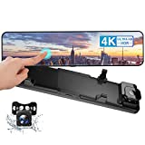 CAMECHO 4K Mirror Dash Cam for Cars 12” Full Touch Screen Rear View Mirror Camera, 1080P Rearview Camera, 8MP Sony Sensor for Super Night Vision with Parking Assistance(2020 New Version)