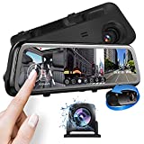 Pruveeo 12“ Triple Channel Mirror Dash Cam, FHD 1080P Streaming Mounted Mirror Front and Rear with Infrared Night Vision(Sony Starvis Sensor ), Parking Monitor Assistance, G-Sensor