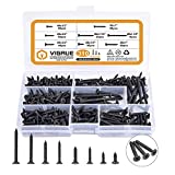 VIGRUE 310 Pcs #6 1/2'' to 1'' #8 1/2'' to 1-1/2'' Wood Screws Black Oxide Coated Stainless Steel Flat Head Phillips Drywall Screw Assortment Kit, Self Tapping Screws Kit in 8 Sizes